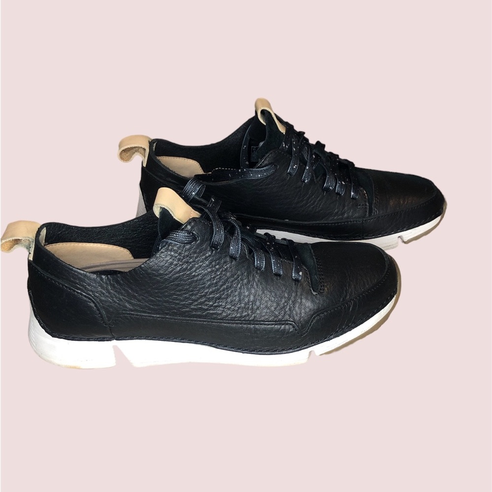 Clarks Tri Spark Black leather Sneakers Size 9